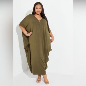 Zip Detailed Cocoon Maxi Dress Ashley Stewart Size 3X/4X